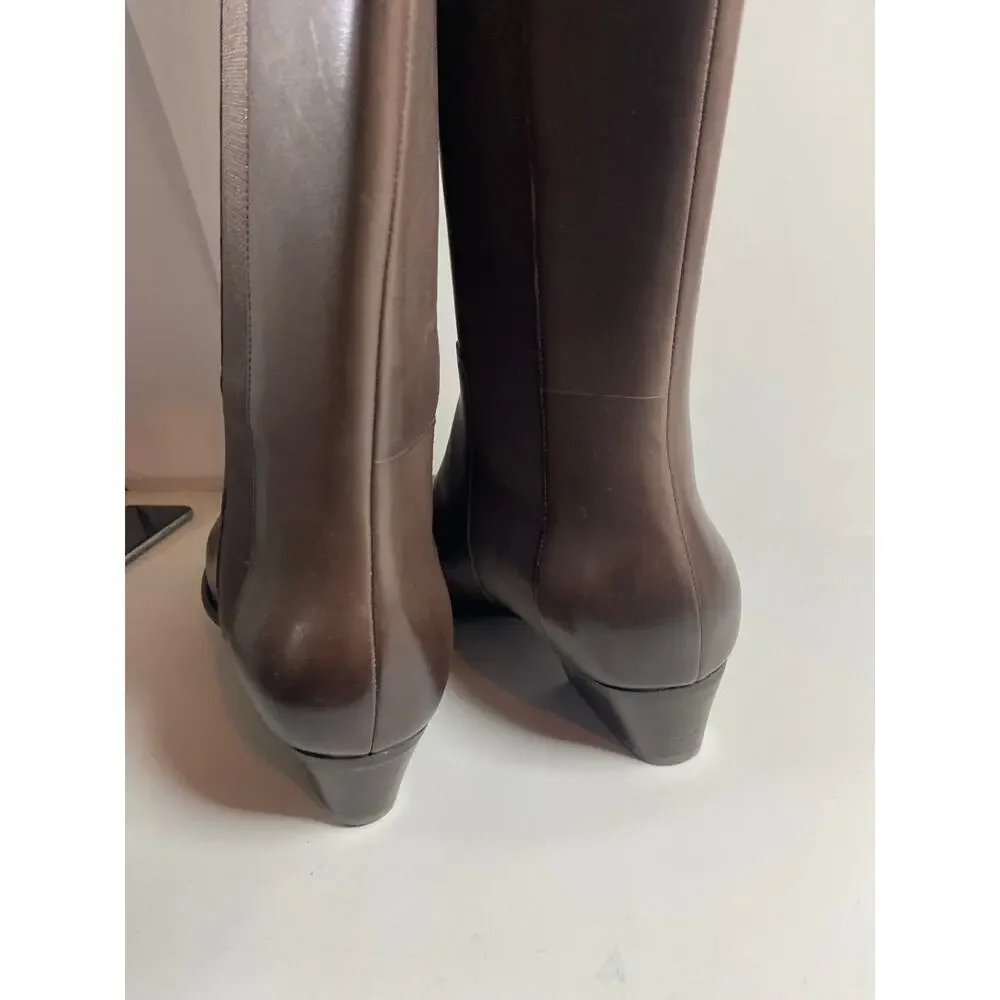 NWT Cole Haan Hallee Stretch Boot Java Leather Womens Size 9 Wide Boots